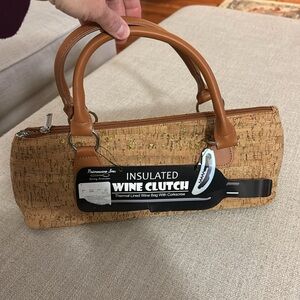 Wine clutch with corkscrew. Thermal. Cork look fabric W/Gold Shimmer. NWT